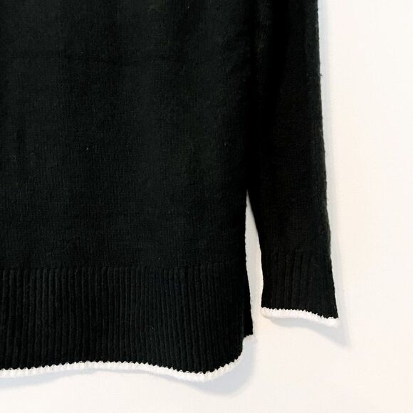 Ann Taylor LOFT Black White Stripe Long Sleeve Turtle Neck Wool Blend Sweater - Picture 6 of 6